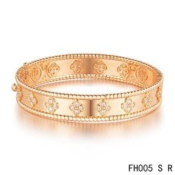 Van Cleef & Arpels Perlee Clover Bracelet,Pink Gold,Small Model